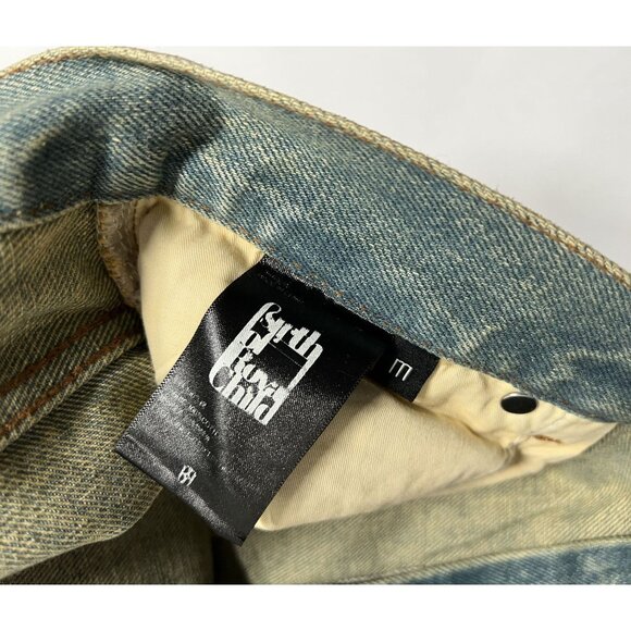 Birth of Royal Child Dirty-Washed Brushing Wax Denim Jorts in Blue - Picture 3 of 3